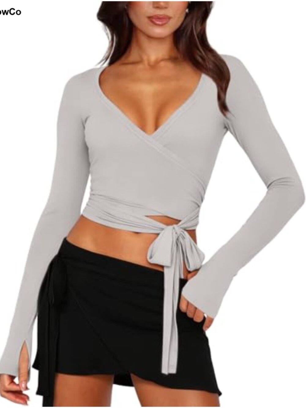 Women's Ballet Wrap Top Long Sleeve Tie Front Dance Cover Up Yoga Pilates Shrug